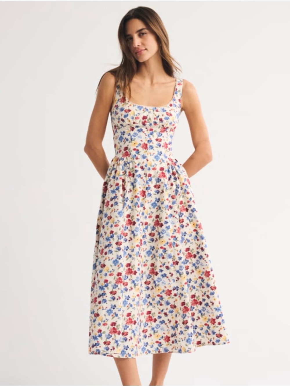A&F Bra-Free Dylan Midi Dress (Cream Floral - Small Petite)!